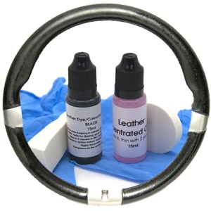 Black Leather Repair Dye Kit For Classic Cars Faded Worn Steering Wheel Fix - Picture 1 of 2