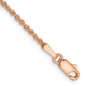 Real 14K Rose Gold 1.7mm Ropa Chain Anklet; 9 inch; Lobster Clasp - Picture 1 of 4
