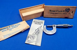 Vintage Brown & Sharpe No. 13 Micrometer  In Wooden Box - Picture 1 of 11
