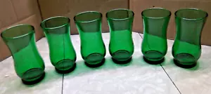 LOTTO 6 BICCHIERI CONCAVI IN VETRO CONCAVO VERDE ANCORAGGIO FORESTA 4" SUCCO 4 oz - Foto 1 di 4