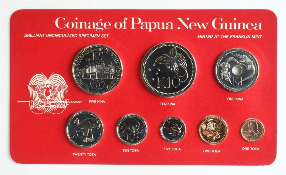 1983 Coinage of Papua New Guinea 8 Coin Brilliant Uncirculated Specimen Set MS8 - Image 1 of 4