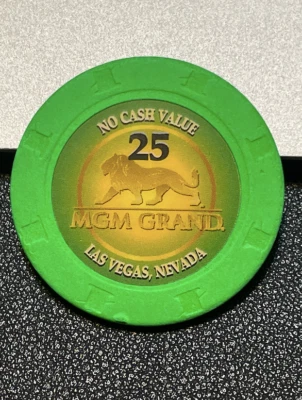 $25 MGM GRAND NCV NO CAH VALUE CASINO POKER CHIP (CHECK OUT MY OTHER NCV'S) - Image 1 of 2