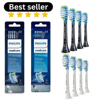 PHILIPS SONICARE C3-4PACK 4/8 Pack Philips Sonicare C3 Premium Defence Sonic Toothbrush Heads White/Black