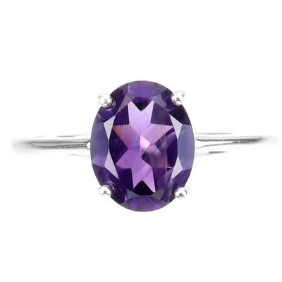 Anello in argento sterling 925 ametista ovale 10x8 mm gemma gioielli 6 - Immagine 1 di 4