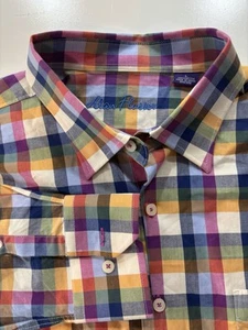 Alan Flusser Button Up Hemd Herren Large bunt kariert Baumwolle - Bild 1 von 4