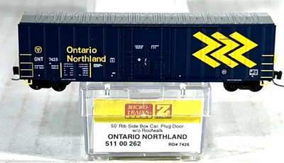 MICRO-TRAINS Z SCALE 50' RIB SIDE BOX CAR ONTARIO NORTHLAND 51100262 - Image 1 of 3