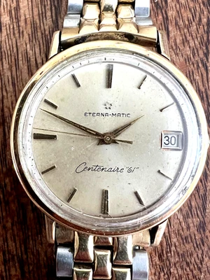 Vintage Eterna matic Eterna auto Centenaire 61 JB Champion 10K Gold Cap Works - Image 1 of 4