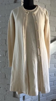 Vintage 70s Halston Ivory Cashmere Dress Set Made In Scotland XS - Image 1 of 4