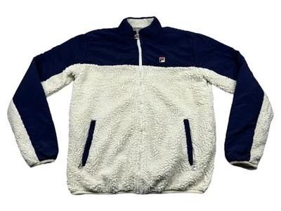 Fila Mens Large Long Sleeve Jacket  Full Zip Blue Casual Warm Logo Pockets - Image 1 of 4