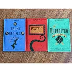 Set of 3 Hogwarts Library JK Rowling Quidditch Fantastic Beedle the Bard - Picture 1 of 3