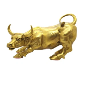 Brass Bull Figurine, Wall Street Bull Art Decor, Cow/Ox Figure Statues and Sc... - Picture 1 of 7