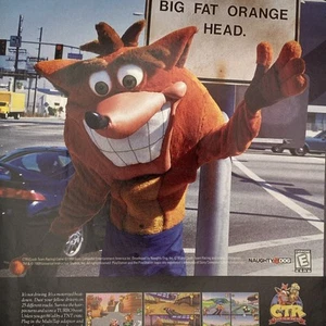 CTR Crash Team Racing 2000 anuncio impreso Bandicoot Playstation Aerodynamic Fat Head - Imagen 1 de 3