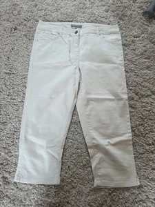 Ladies Neutral LAURA ASHLEY RICH COTTON BLEND BERMUDA CROPPED TROUSERS SIZE 10 - Picture 1 of 6