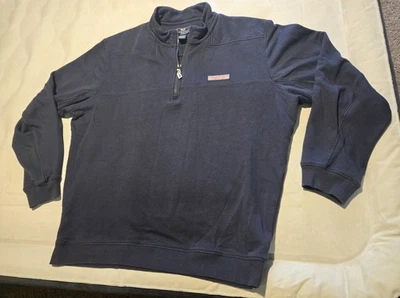 Vinyard Vines Pullover Sweater Quarter Zip Mens Large Navy Blue - Image 1 of 4