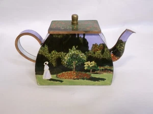 Trade Plus Aid Charlotte Di Vita Mini Teapot HandPainted Enamel Claude Monet - Picture 1 of 10
