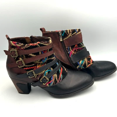 Spring Step L'Artiste Leather Ankle Boots EU 41/ US 10 Brown Multicolor Buckle - Image 1 of 4