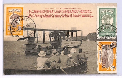 MARTINIQUE Postcard 1925 PPC Hydravion SEA-PLANE *USA NAVY FLIGHT* Arrival XH90 - Image 1 of 4