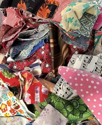 Cotton Fabric SCRAPS  - Various Sizes and prints - Over 2 pounds per lot! - Image 1 of 4