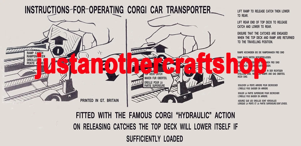 Corgi Toys 1101 1105 Bedford Carrimore Car Transporter Instruction Leaflet - Image 1 of 1