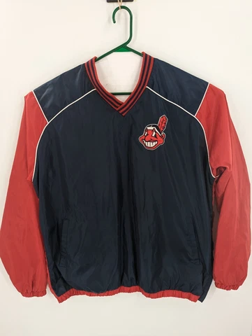 MLB Vintage Men's Cleveland Indians Chief Wahoo Pullover Windbreaker Jacket, XXL Cover