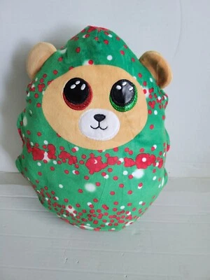 Ty Everett Plush Squishy Beanies Christmas Tree Bear Stuffed Animal Red Green  - Image 1 of 4