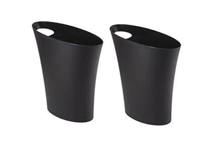 Umbra Skinny Sleek & Stylish Bathroom Trash, Small Garbage Can Black, 2-Pack - Imagem 1 de 4
