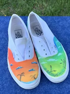 Zapatillas Vans Off the Wall Pintadas a Mano OCÉANO o LAGO Talla 7,5 m 6 ❤️sj18m6 - Imagen 1 de 12