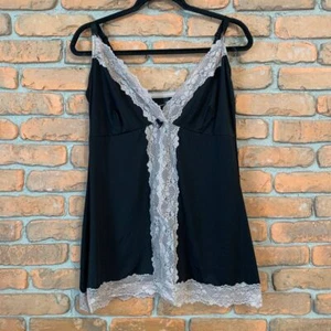 Torrid Womens Large Tank Top Black Beige Lace Trim Chemise Lingerie Cami Floral - Picture 1 of 6