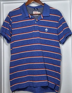 Brooks Brothers Blue Polo Shirt Mens Medium 1818 Red Striped - Picture 1 of 7