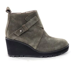 EILEEN FISHER Tinker Gray Suede Wedge Heel Bootie Zip $285 Size 7 - Picture 1 of 8
