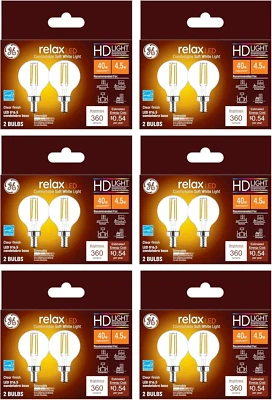 (12 Bulbs) 42290 Relax LED Soft White, Dimmable G16.5 Globe Light Bulb, 40 Watt - Image 1 of 4