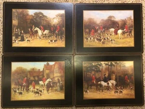 4 manteles de cena trasera de corcho Fox Hunt Hunting borde negro #1 - Imagen 1 de 6