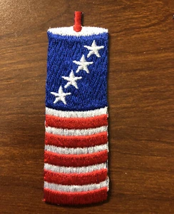 Patriotic Patch (iron-on) red white and blue 3 1/2 x 1 1/8 inch - Picture 1 of 2