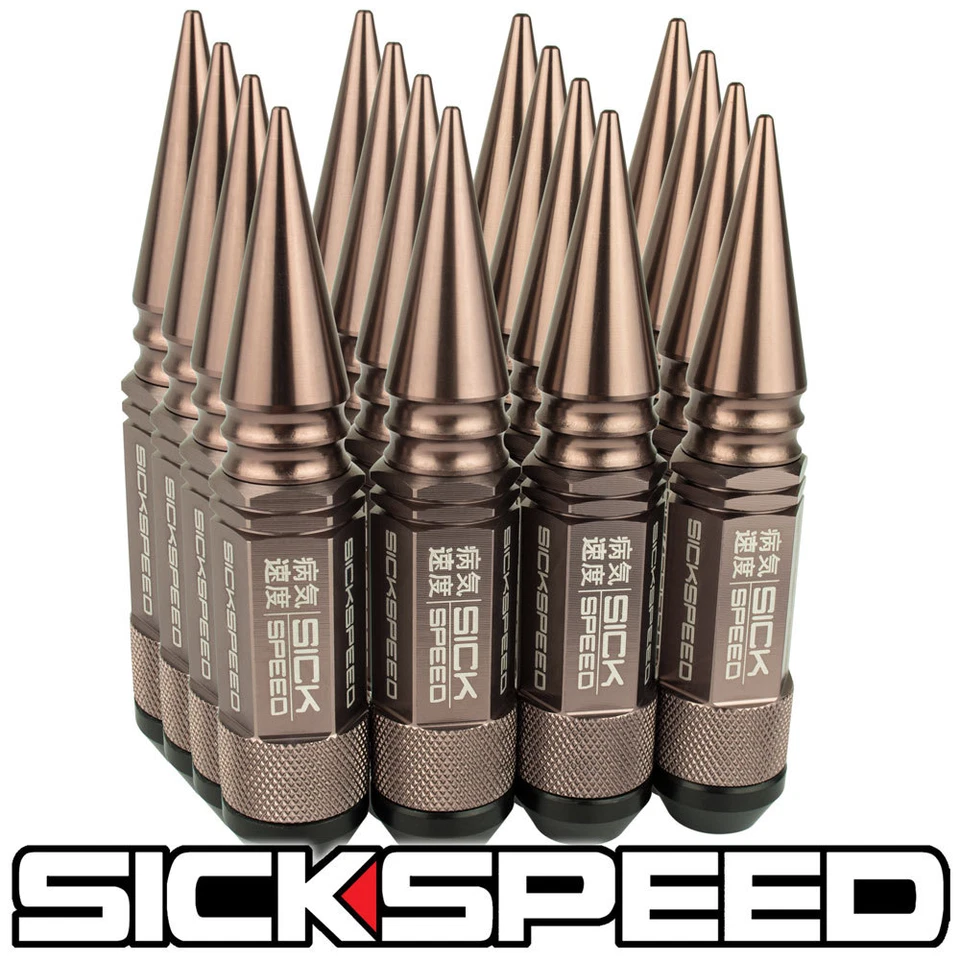 SICKSPEED 16PC BRONZE SPIKED ALUMINUM EXTENDED 108MM 3 PC LUG NUTS 1/2X20 N30 - Image 1 of 1