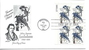 1963 FDC, AUDUBON PLT BLK - Picture 1 of 1