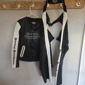 Harley Davidson Bedazzled Kaleidascope Lederjacke + Chaps W XL EUC sauber - Bild 1 von 19