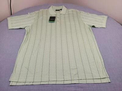 Camisa polo masculina ARROW grande verde geométrica ajuste flexível TORNEIO golfe NOVA - Imagem 1 de 4