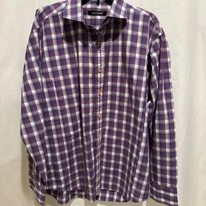 Bogosse Men’s Dress Shirt 100% cotton XL (size 5) Purple Checkered - Picture 1 of 12