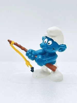 Smurfs Vintage Angler Fisherman Fishing Pole Smurf PVC Figure Toy Figurine 1978 - Image 1 of 4