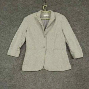 Calvin Klein Blazer Womens Large Designer Long Sleeve Button Up Shoulder Pads - Picture 1 of 14