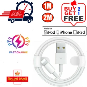 Fast Charger sync USB cable for Apple iPhone 5 6 7+ 8 X XS XR 11 12 13 Pro iPad - Picture 1 of 9