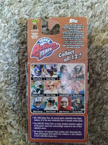 Randy Moss NFL Football 1999 Topps Action Flats Figure & Card Box has some wear Cover