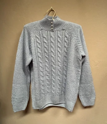 Suéter Karen Scott Petite Mediano Tejido con Cable Simulado Perla Botón Gris Nuevo Foto 1 de 4