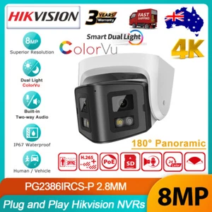 Hikvision Compatible 4K 8MP 180° Panoramic Dual Light ColorVu Camera 2-Way Audio - Picture 1 of 23