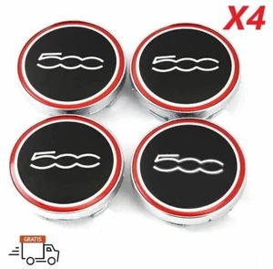 x4 coprimozzo fiat 500 da 60mm tappi borchie fregio bordo cromato cerchi in lega - Imagen 1 de 4