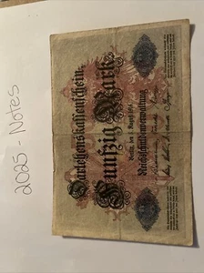 1914 Germany Fifty (50) Mark Bank Note 🇩🇪💶 - Picture 1 of 2