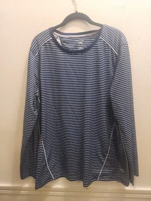 Camiseta manga larga Reel Legends para mujer talla 1X azul blanco a rayas #43 Foto 1 de 4