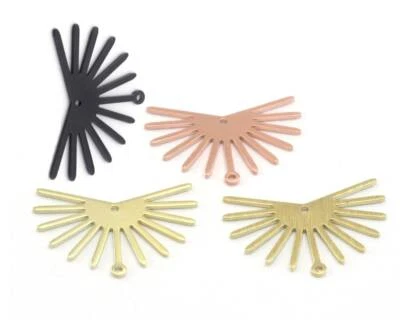 2pcs Sun Charms 30x22mm 2 hole Raw Copper-Brass-Brushed Brass findings R444-140 - Image 1 of 4