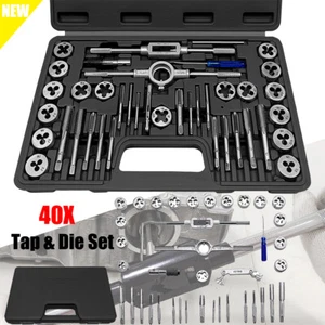 40X Metric Tap & Die Set M3-M12 Bolt Screw Thread Steel Pitch Gauge Tool Kits - Picture 1 of 9