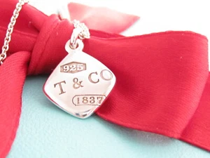 Tiffany & Co Silver 1837 Square Pendant Italy Necklace - Picture 1 of 7